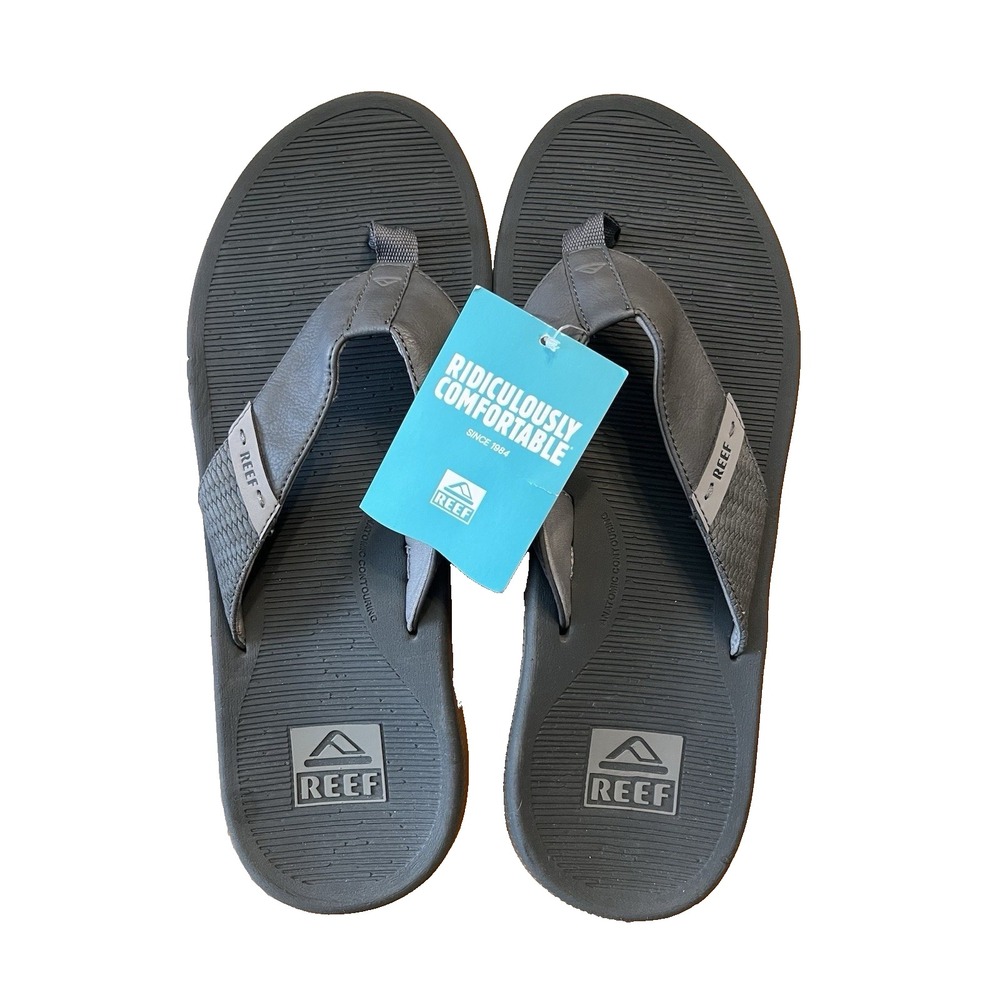 NEW‎ REEF SANTA ANA Men's Sandals Flip Flop Slip On Comfort Leather Size 13 GREY